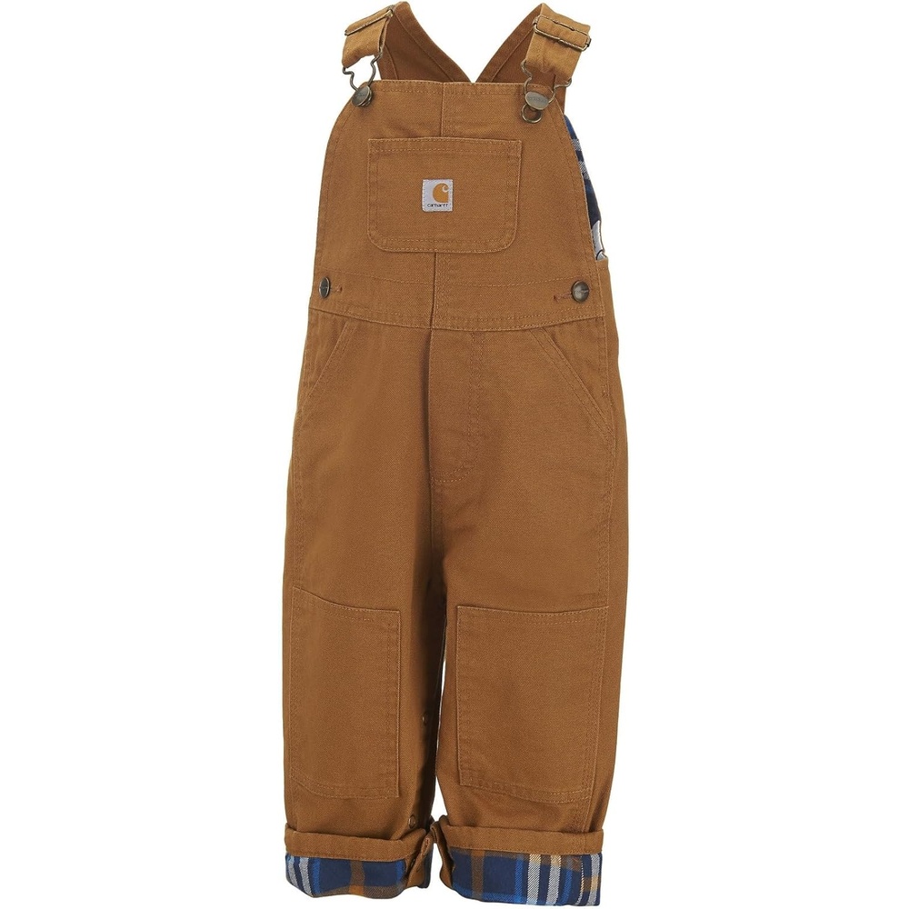 image:imageCarhartt Baby Boys Washed Canvas Flannel Lined Bib OverallCarhartt Brown