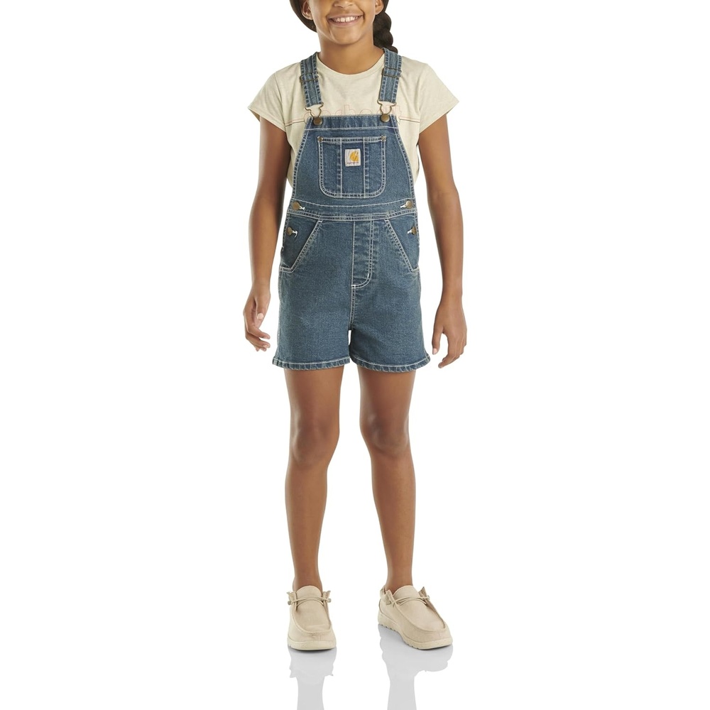 image:imageCarhartt Baby Loose Fit Jean Overall Shorts Denim ShortallsMedium Wash Denim