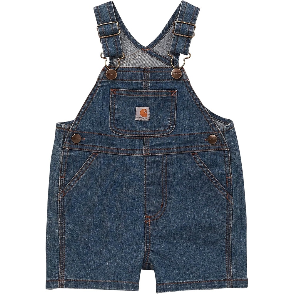 image:imageCarhartt Baby Loose Fit Jean Overall Shorts Denim ShortallsMedium Wash Denim Loose Fit