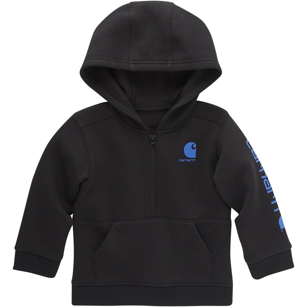 image:imageCarhartt Kids CA6273 LongSleeve HalfZip Sweatshirt BoysCaviar Black Blue Logo