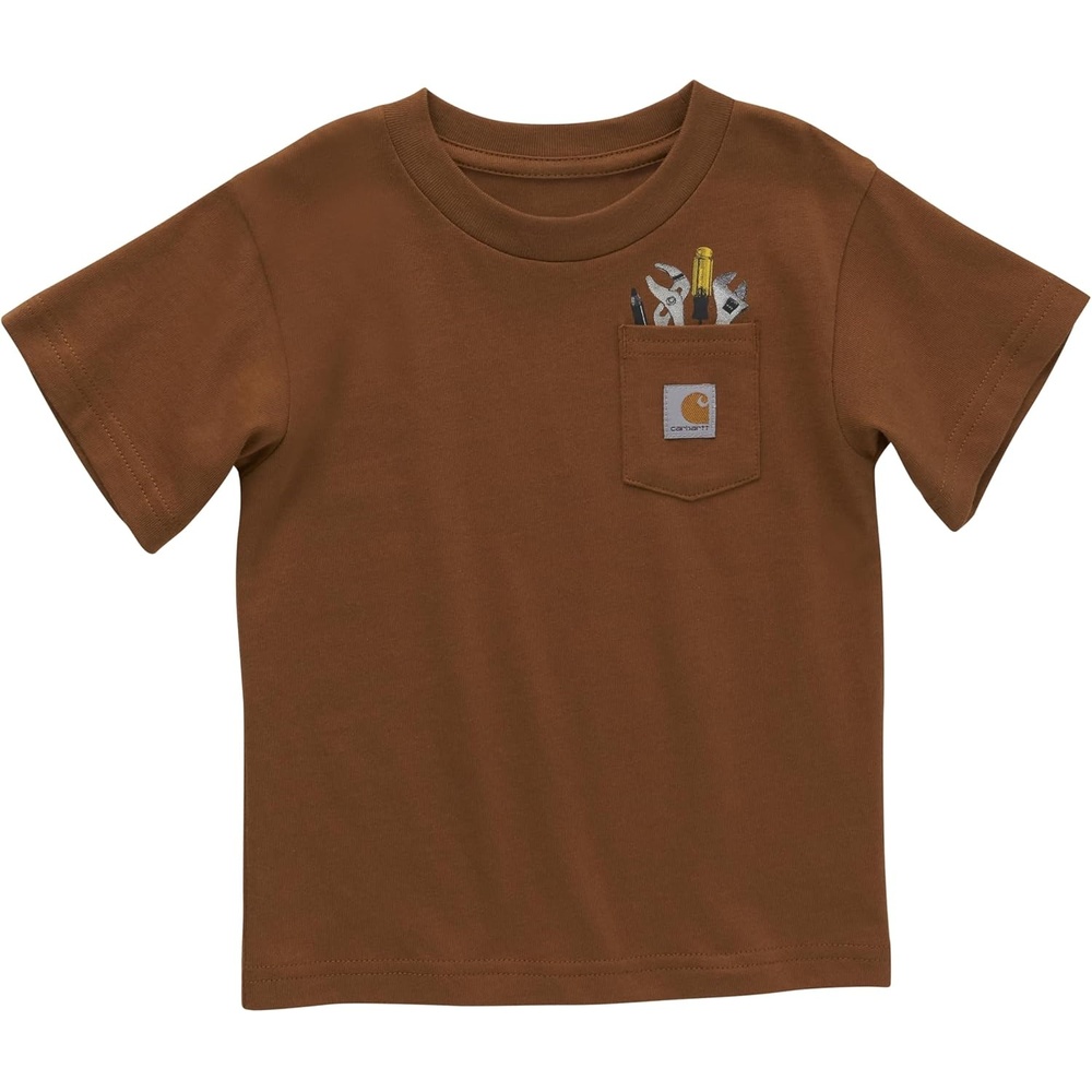 image:imageCarhartt Kids CA6509 ShortSleeve Tool Pocket TShirt  BoysBrown