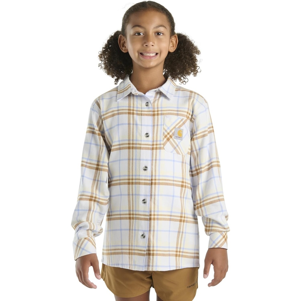image:imageCarhartt Kids CE9157 LongSleeve Pocket Flannel Shirt GirlsPastel Purple