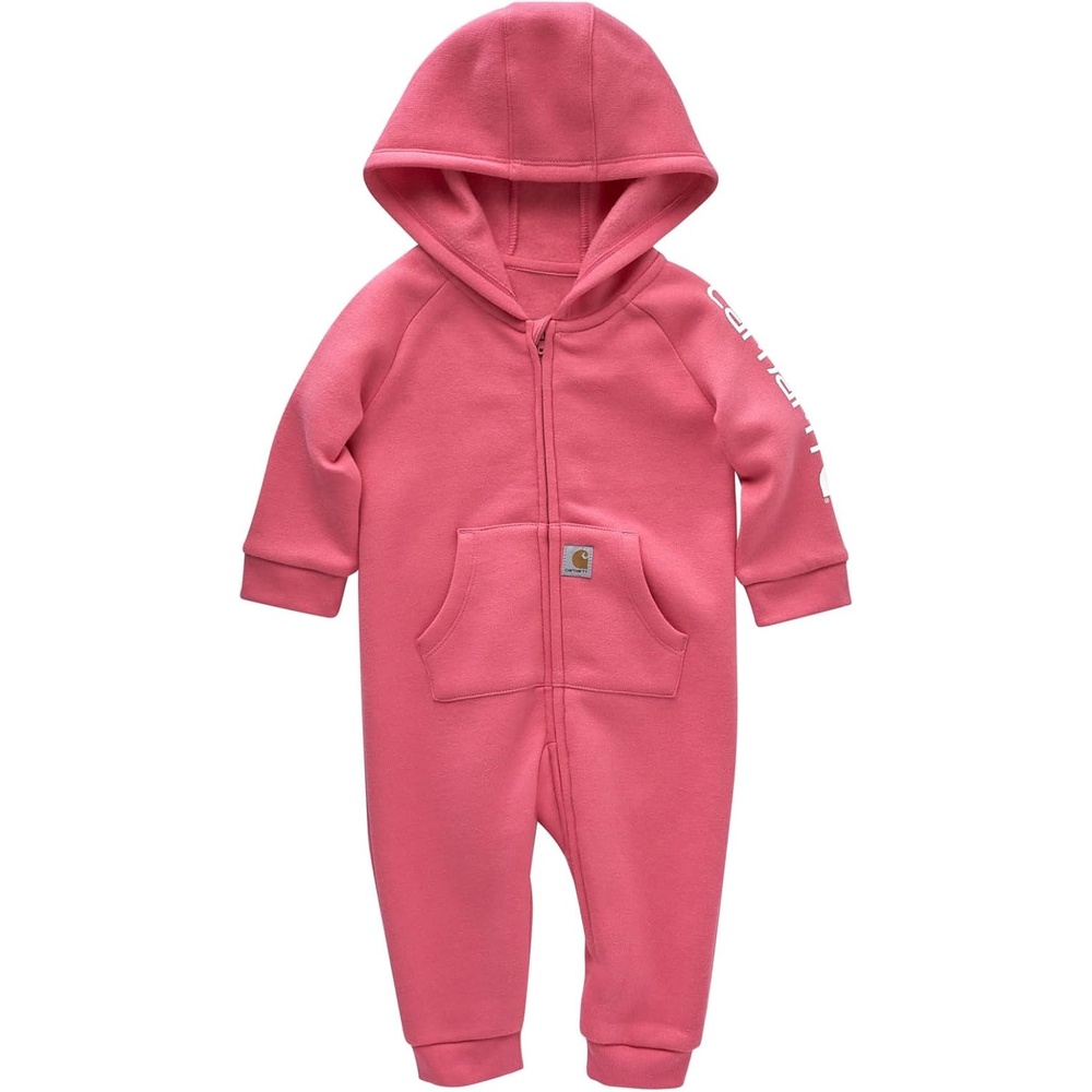 image:imageCarhartt Kids CM9732 LongSleeve Fleece ZipFront Hooded Coverall  GirlsPink Lemonade