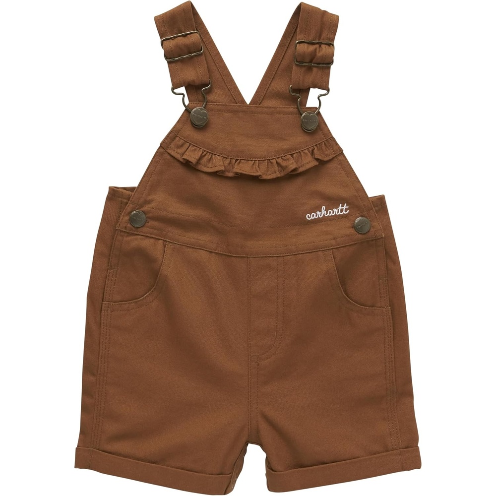 image:imageCarhartt Kids CM9748 Canvas Ruffle Front Shortall  GirlsCarhartt Brown