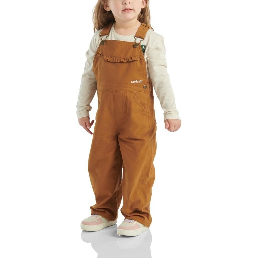 image:imageCarhartt Kids CM9757 Canvas Ruffle Front Overall  GirlsCarhartt Brown