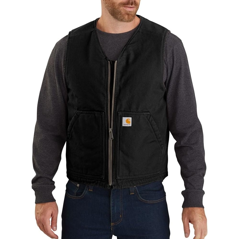 image:imageCarhartt Mens 104394 Washed Duck Vest Sherpa LinedBlack