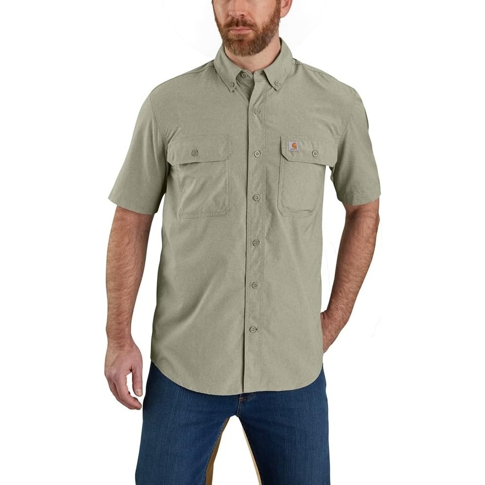 image:imageCarhartt Mens 105292 Force Relaxed Fit Lightweight Short Sleeve ShirtBurnt Olive
