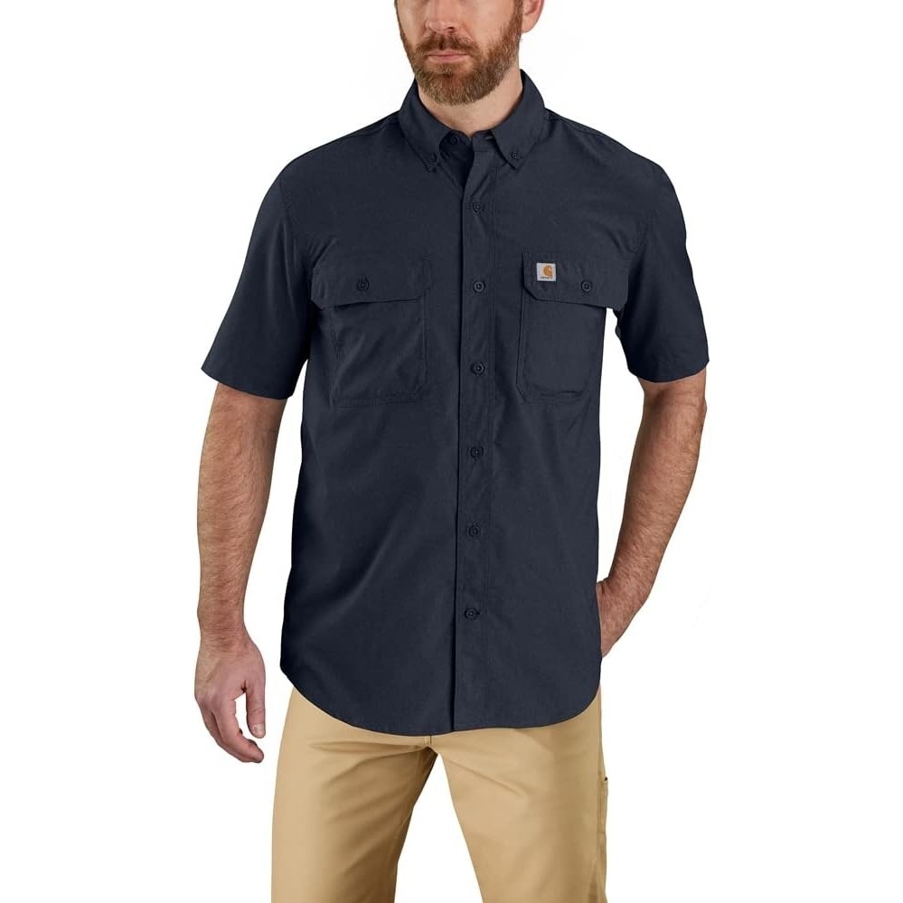 image:imageCarhartt Mens 105292 Force Relaxed Fit Lightweight Short Sleeve ShirtNavy
