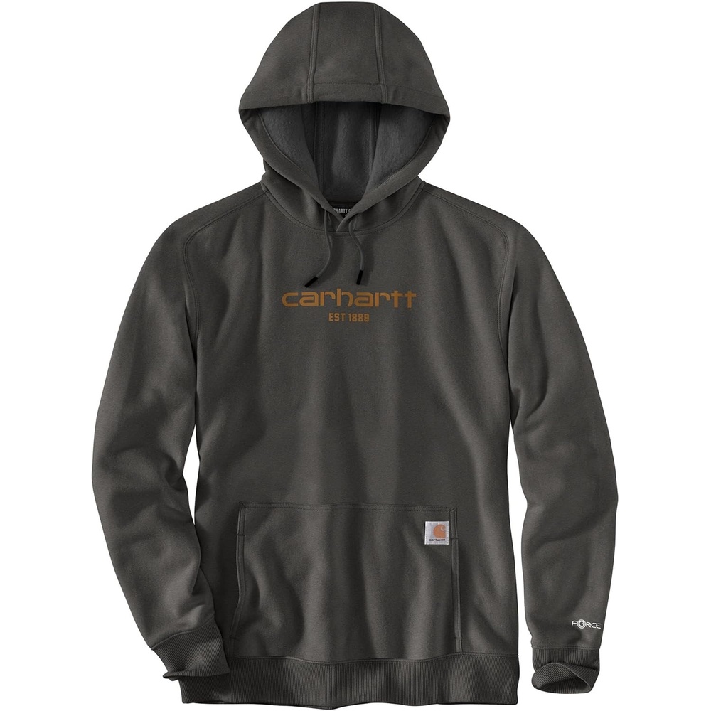 image:imageCarhartt Mens 106655 Force Relaxed Fit Lightweight Logo Graphic SweatCarbon HeatherCarhartt Brown