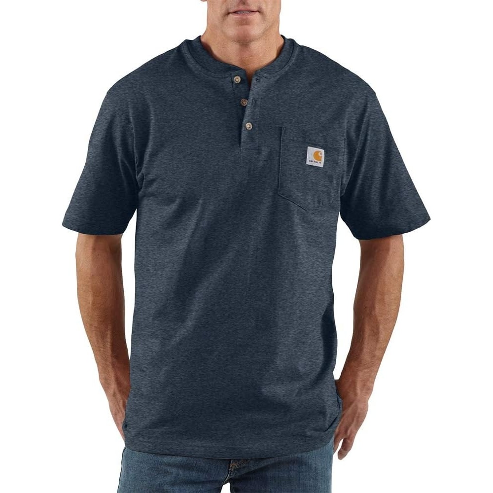 image:imageCarhartt Mens Dearborn Loose Henley TShirtDark Cobalt Blue Heather