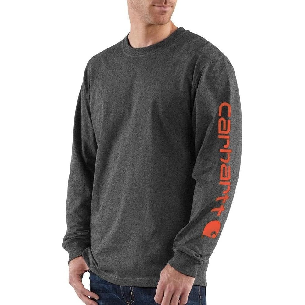 image:imageCarhartt Mens Dearborn Loose LS Logo TShirtCarbon Heather