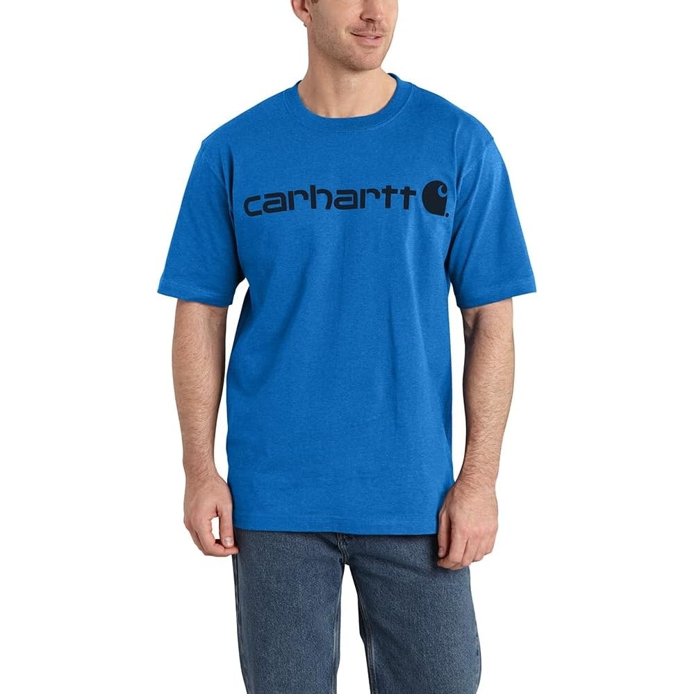 image:imageCarhartt Mens Dearborn Loose Logo TShirtBeacon Blue Heather