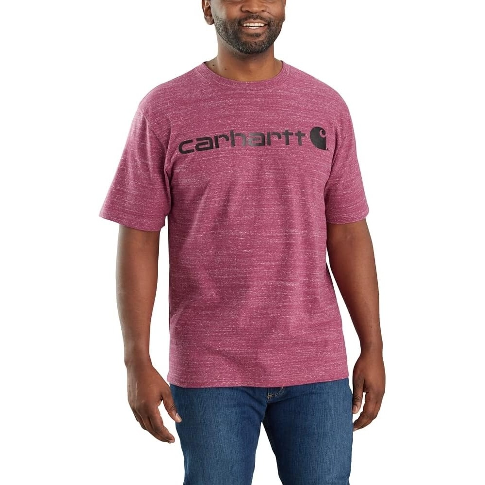 image:imageCarhartt Mens Dearborn Loose Logo TShirtBeet Red Snow Heather