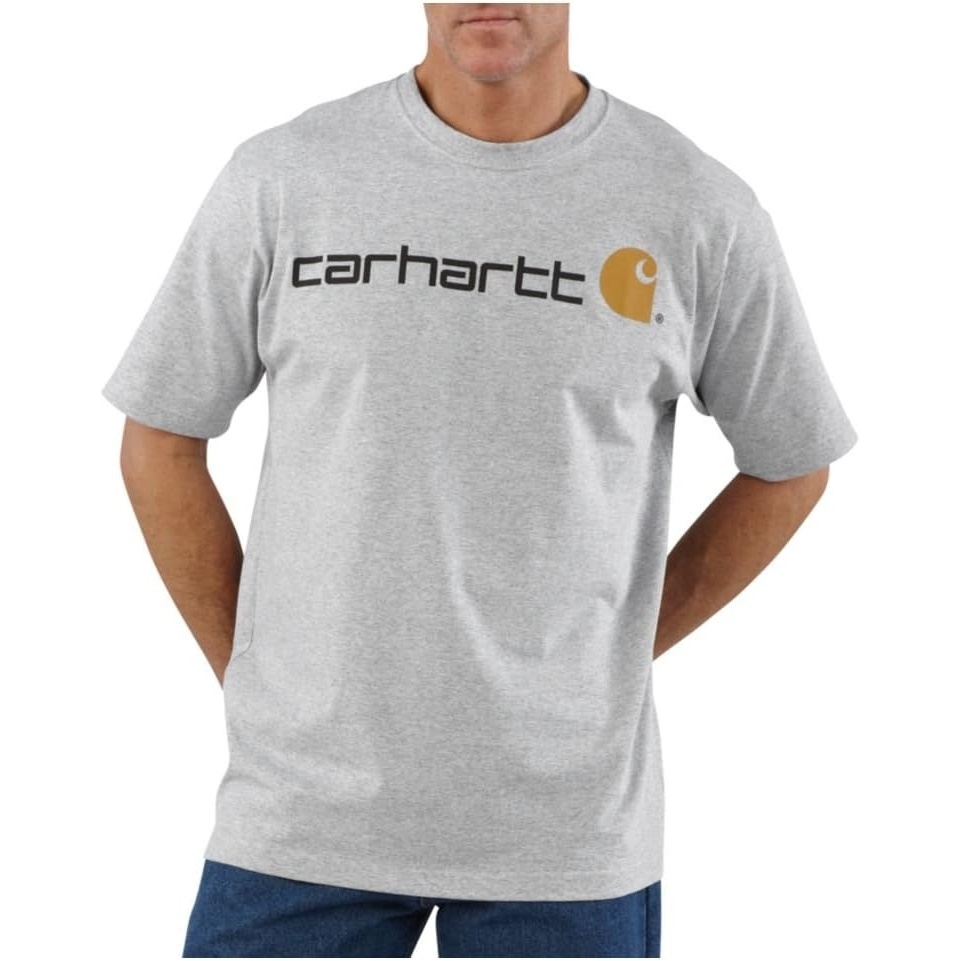 image:imageCarhartt Mens Dearborn Loose Logo TShirtHeather Grey