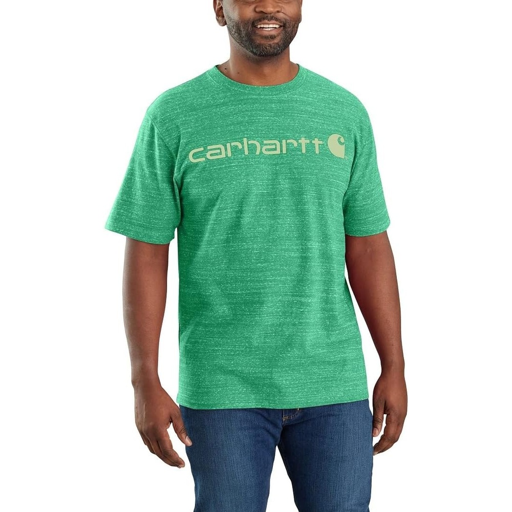 image:imageCarhartt Mens Dearborn Loose Logo TShirtMalachite Snow Heather