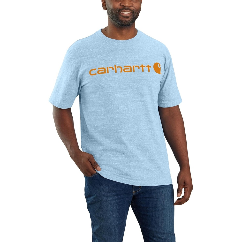 image:imageCarhartt Mens Dearborn Loose Logo TShirtMoonstone Snow Heather