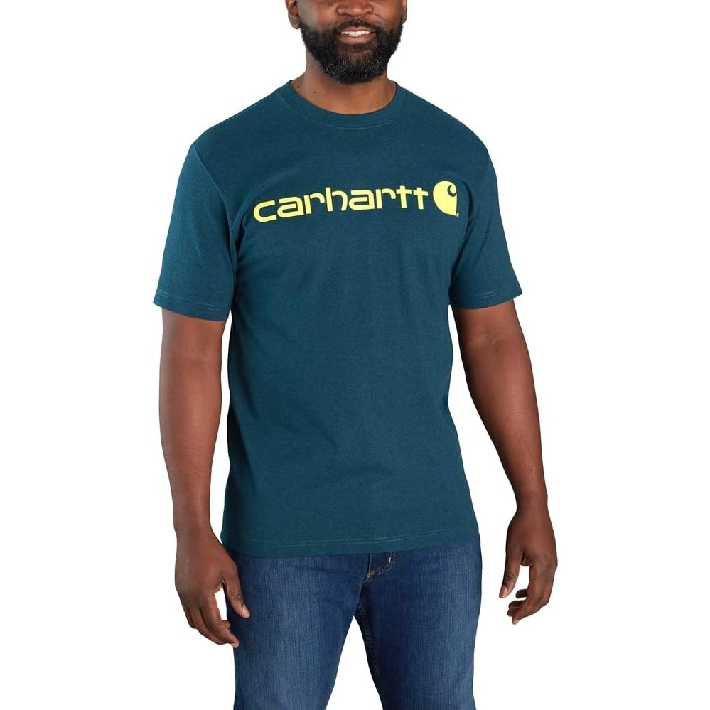 image:imageCarhartt Mens Dearborn Loose Logo TShirtNight Blue Heather