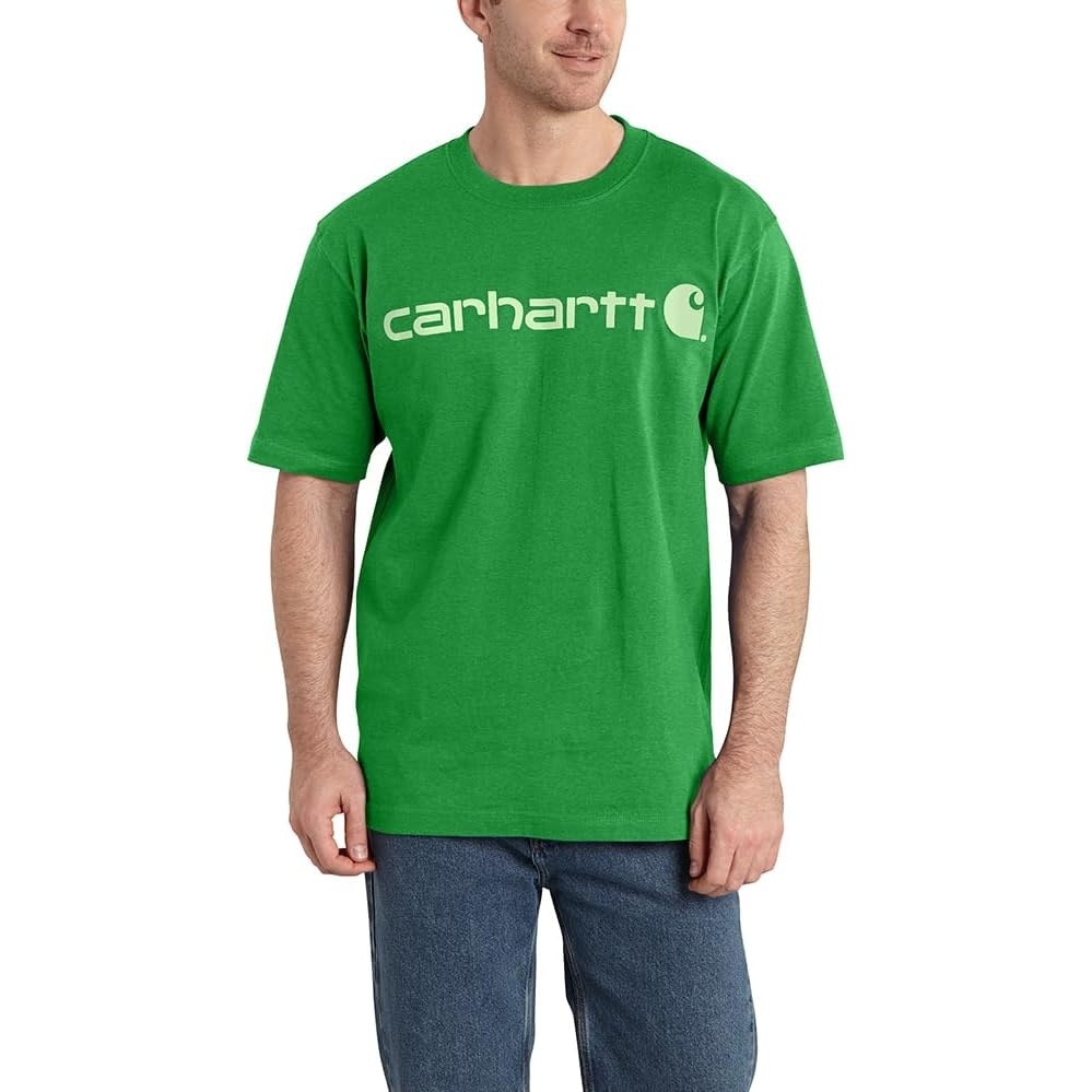 image:imageCarhartt Mens Dearborn Loose Logo TShirtOlive Green Heather