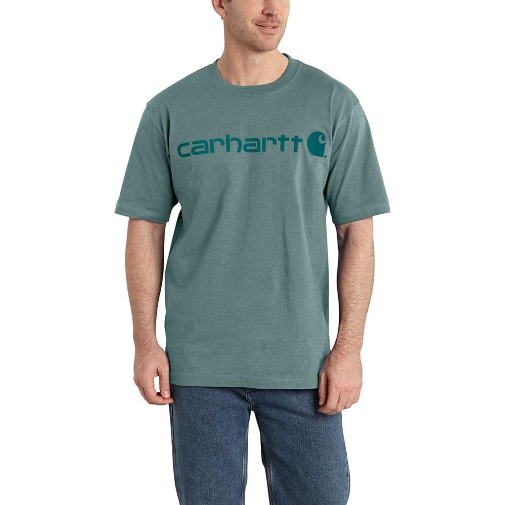 image:imageCarhartt Mens Dearborn Loose Logo TShirtSea Pine Heather