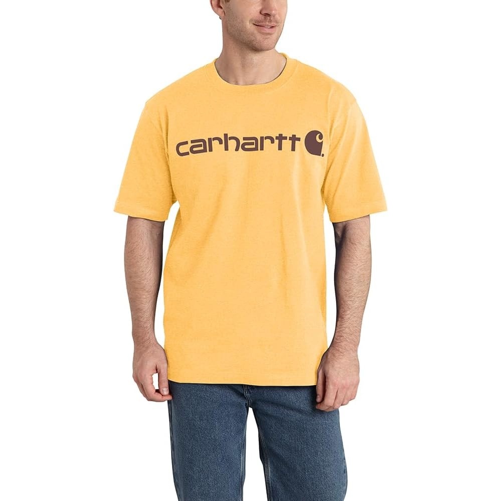 image:imageCarhartt Mens Dearborn Loose Logo TShirtVivid Yellow Heather
