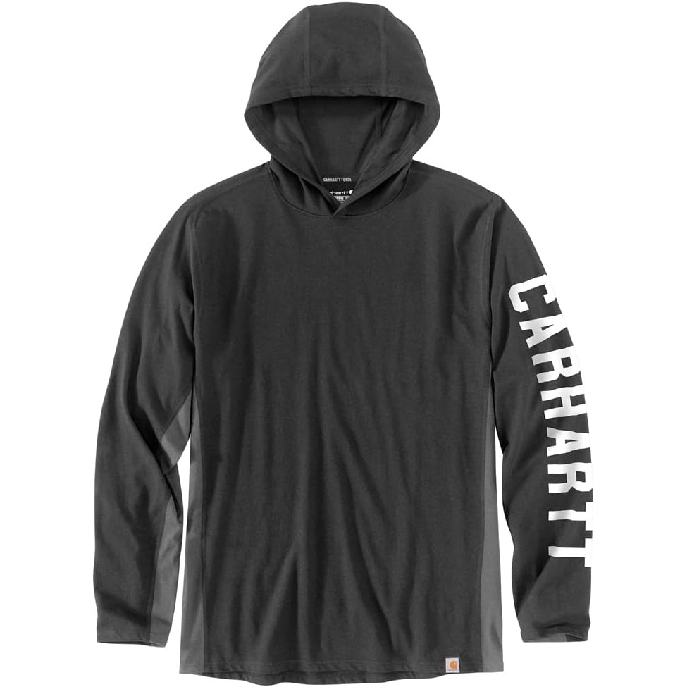 image:imageCarhartt Mens Force Relaxed Fit Midweight LongSleeve Logo Graphic Hooded TShirtCarbon Heather Closeout