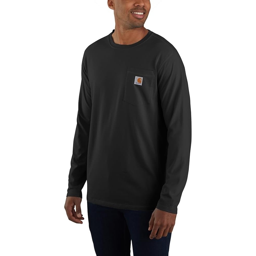 image:imageCarhartt Mens Force Relaxed Fit Midweight LongSleeve Pocket TShirtBlack