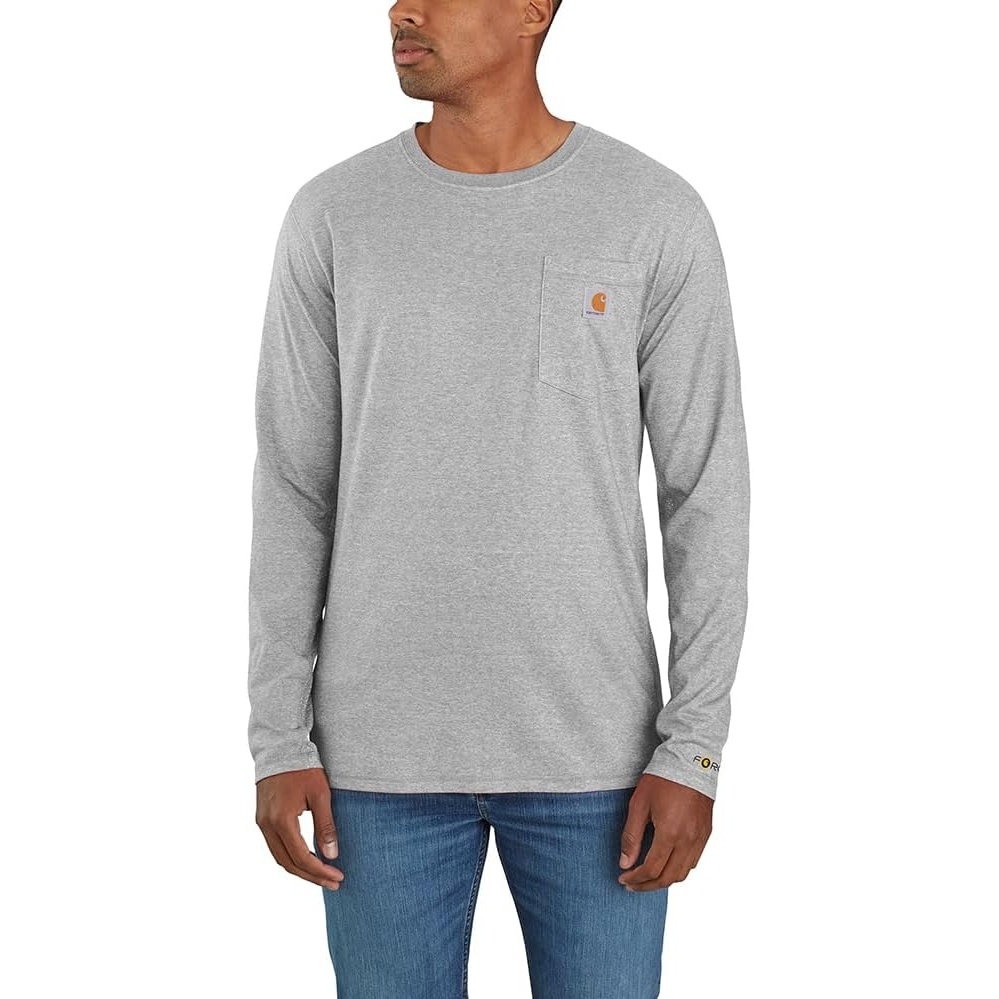 image:imageCarhartt Mens Force Relaxed Fit Midweight LongSleeve Pocket TShirtHeather Grey