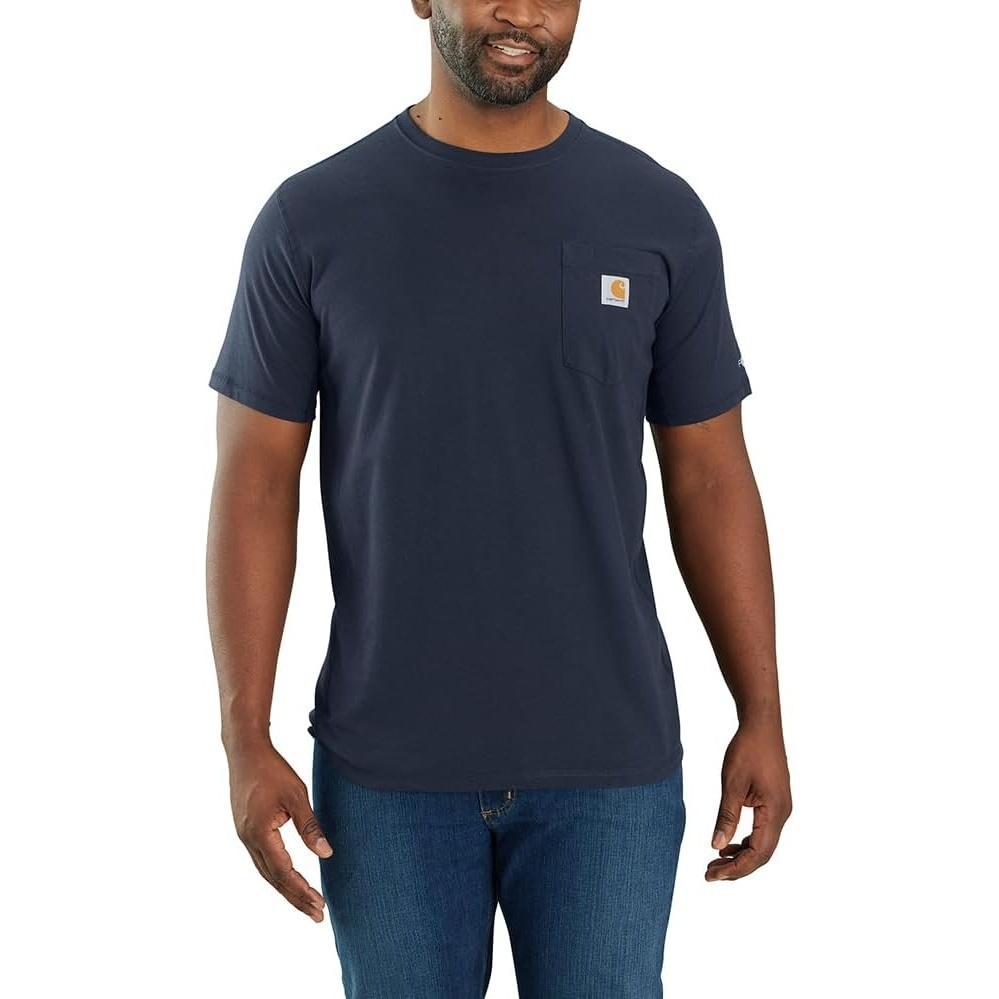 image:imageCarhartt Mens Force Relaxed Fit Midweight ShortSleeve Pocket TShirtNavy