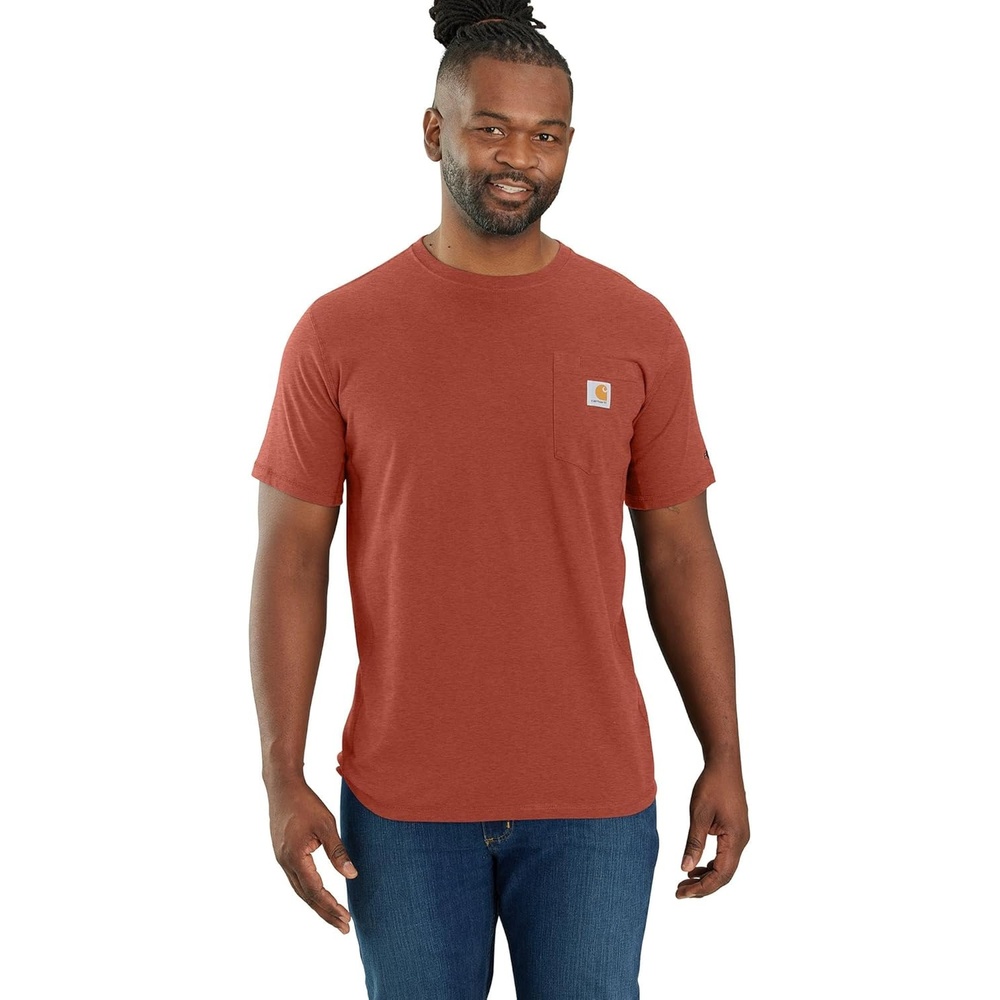 image:imageCarhartt Mens Force Relaxed Fit Midweight ShortSleeve Pocket TShirtSaddle Red Heather