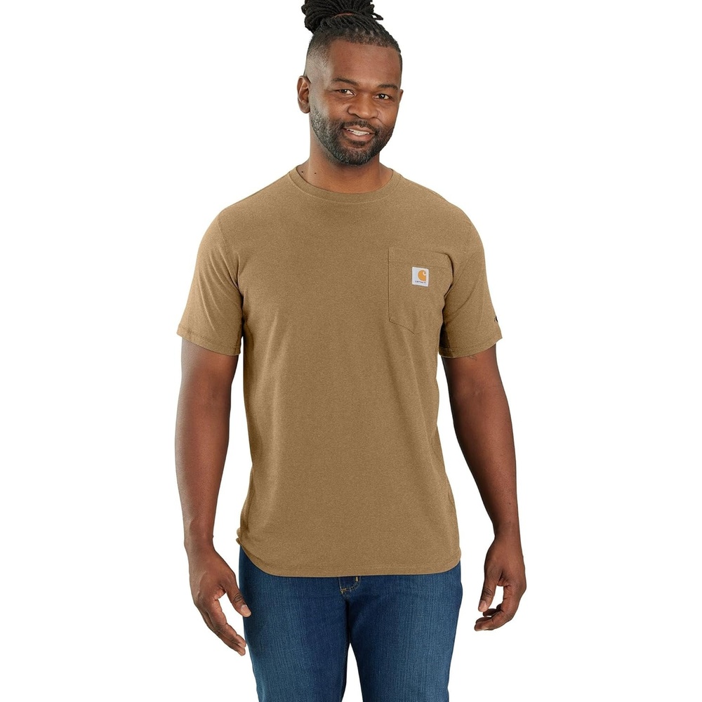 image:imageCarhartt Mens Force Relaxed Fit Midweight ShortSleeve Pocket TShirtShaded Beach Heather