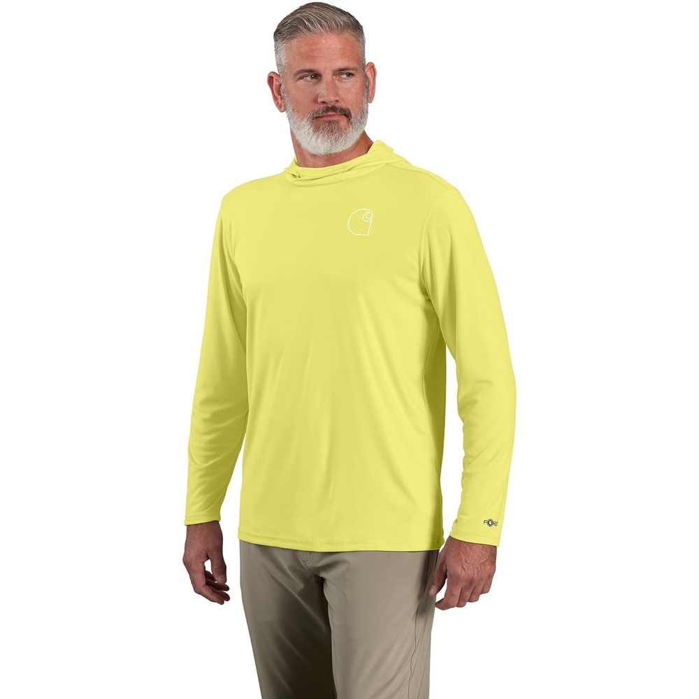 image:imageCarhartt Mens Force Sun Defender Lightweight LongSleeve Hooded Logo Graphic TShirtCitrus