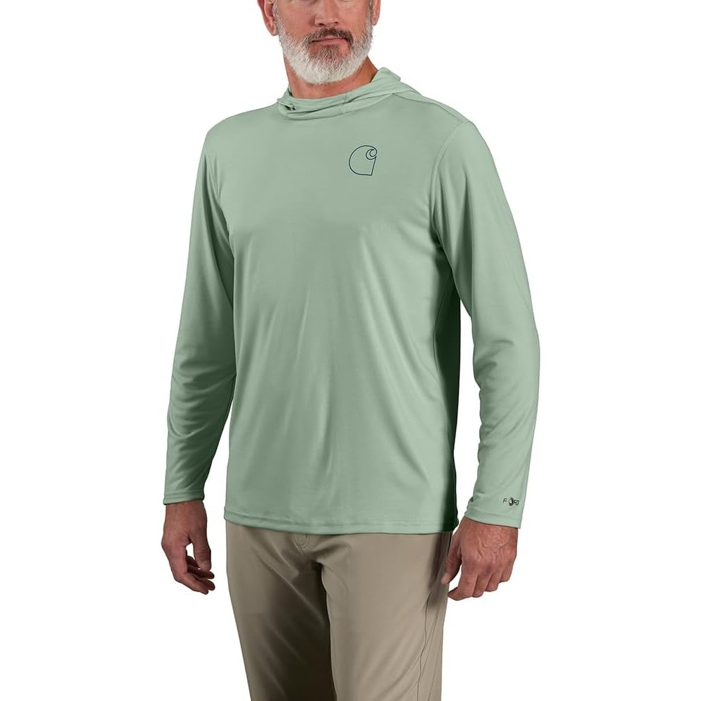 image:imageCarhartt Mens Force Sun Defender Lightweight LongSleeve Hooded Logo Graphic TShirtPatina