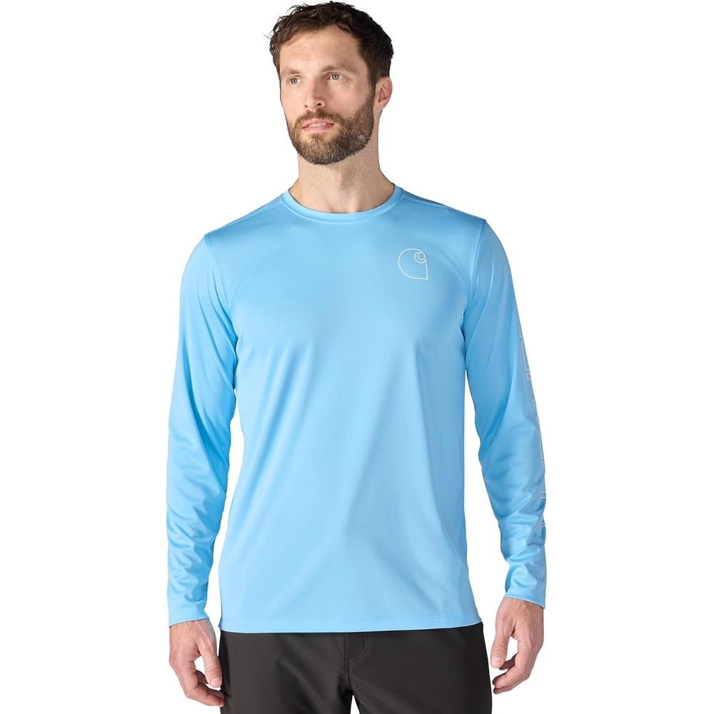 image:imageCarhartt Mens Force Sun Defender Lightweight LongSleeve Logo Graphic TShirtBlue Gleam Heather
