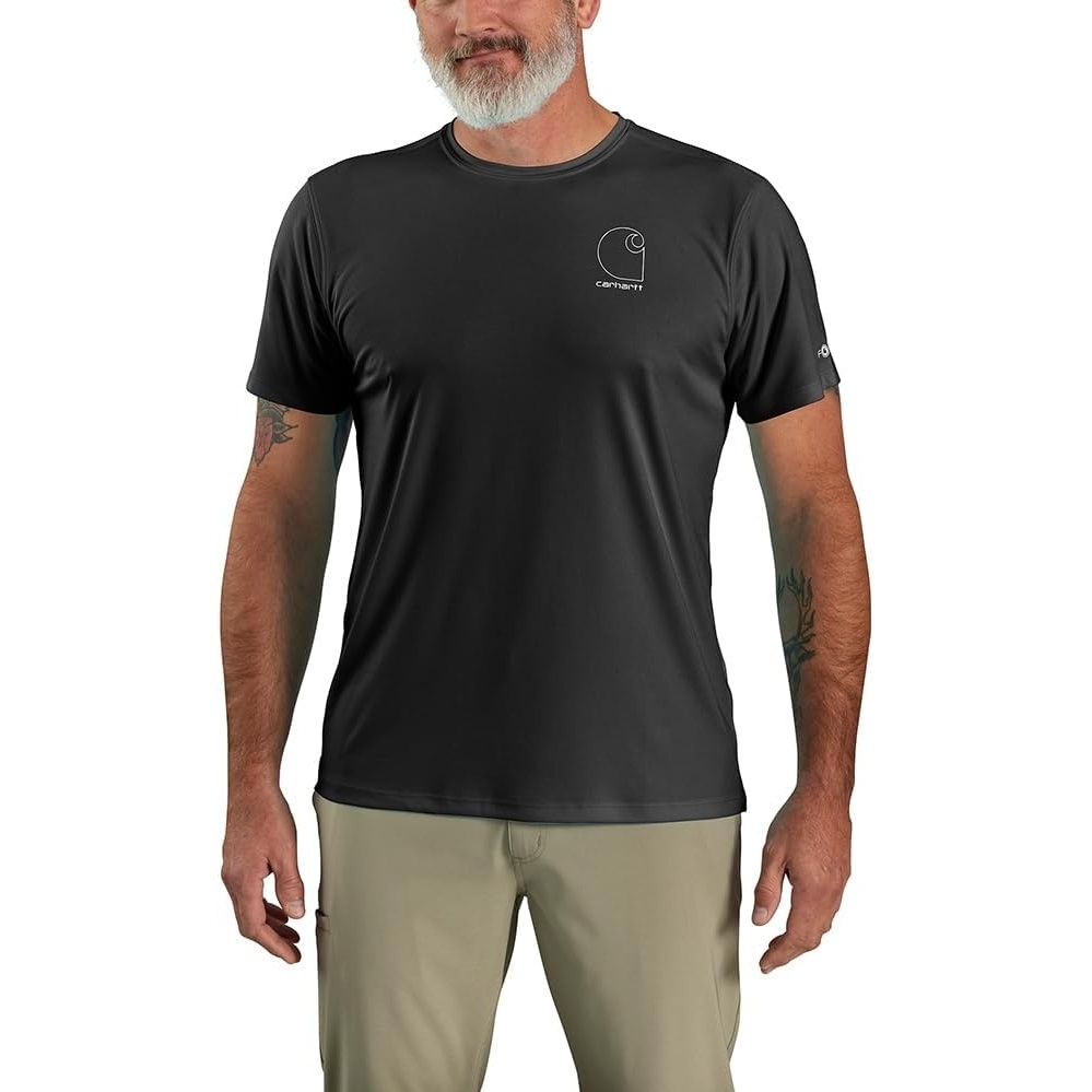image:imageCarhartt Mens Force Sun Defender Lightweight ShortSleeve Logo Graphic TShirtBlack