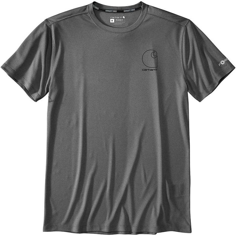image:imageCarhartt Mens Force Sun Defender Lightweight ShortSleeve Logo Graphic TShirtSteel Heather