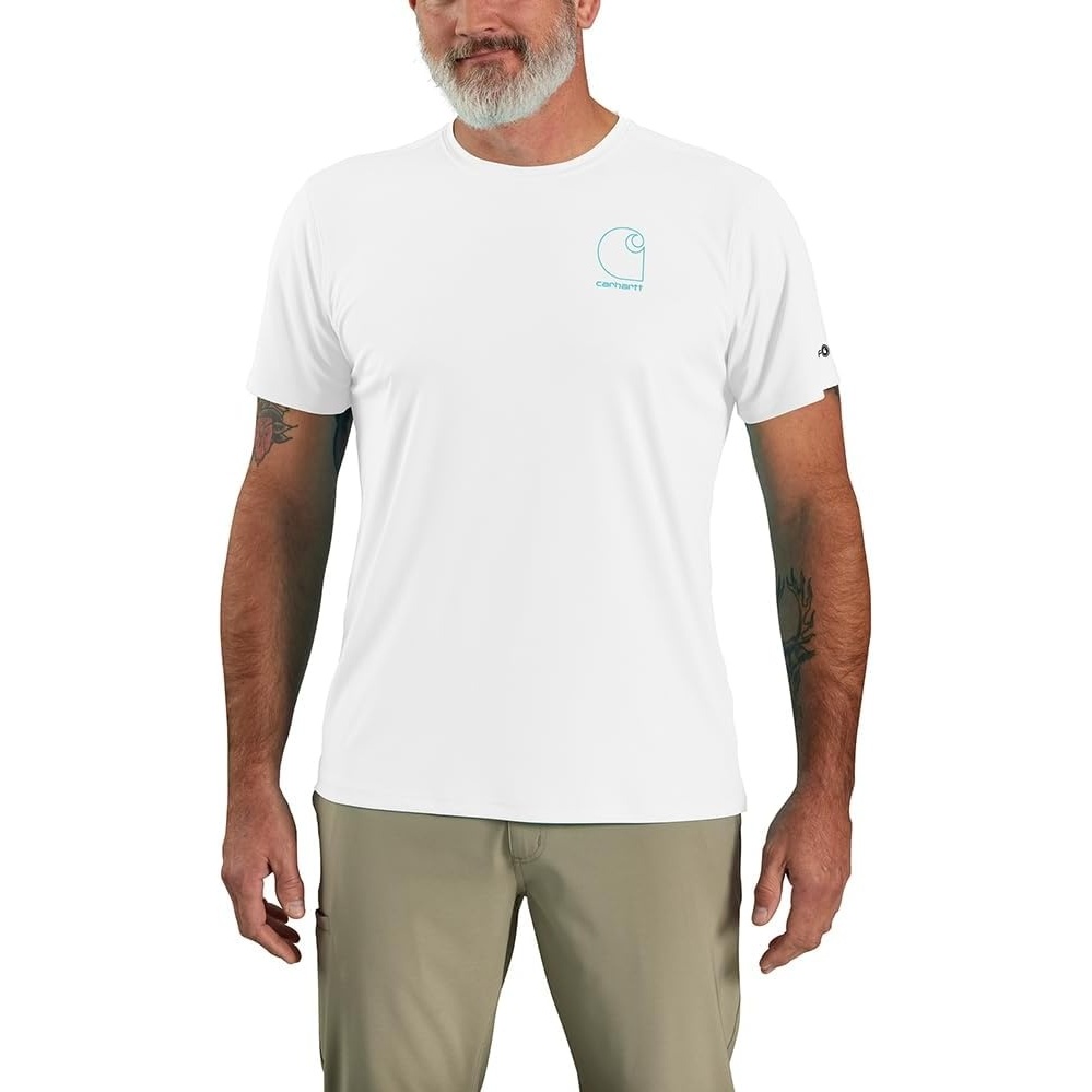 image:imageCarhartt Mens Force Sun Defender Lightweight ShortSleeve Logo Graphic TShirtWhite