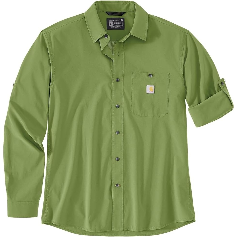 image:imageCarhartt Mens Force Sun Defender Relaxed Fit Lightweight LongSleeve ShirtSwitchgrass