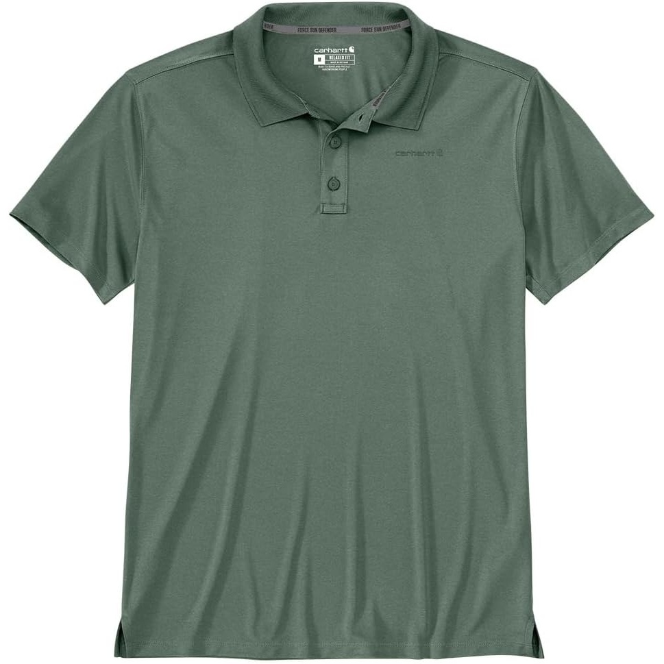 image:imageCarhartt Mens Force Sun Defender Relaxed Fit Lightweight ShortSleeve PoloGreen Slate Heather