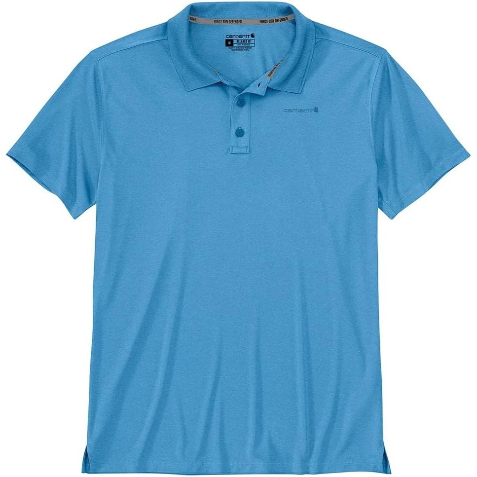 image:imageCarhartt Mens Force Sun Defender Relaxed Fit Lightweight ShortSleeve PoloTranquil Blue Heather