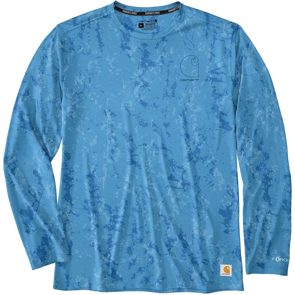 image:imageCarhartt Mens Force Sun Defender Relaxed Print Ls TShirtTranquil Blue Terrain Camo