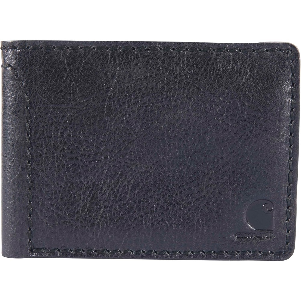 image:imageCarhartt Mens Full Grain Patina Leather Wallets Bifold and Front Pocket OptionsBlack Bifold