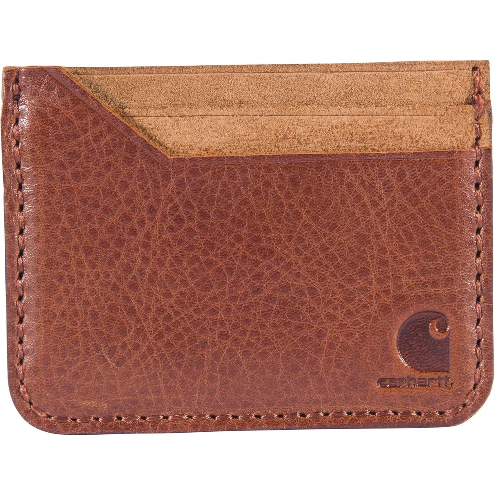 image:imageCarhartt Mens Full Grain Patina Leather Wallets Bifold and Front Pocket OptionsBrown Front Pocket