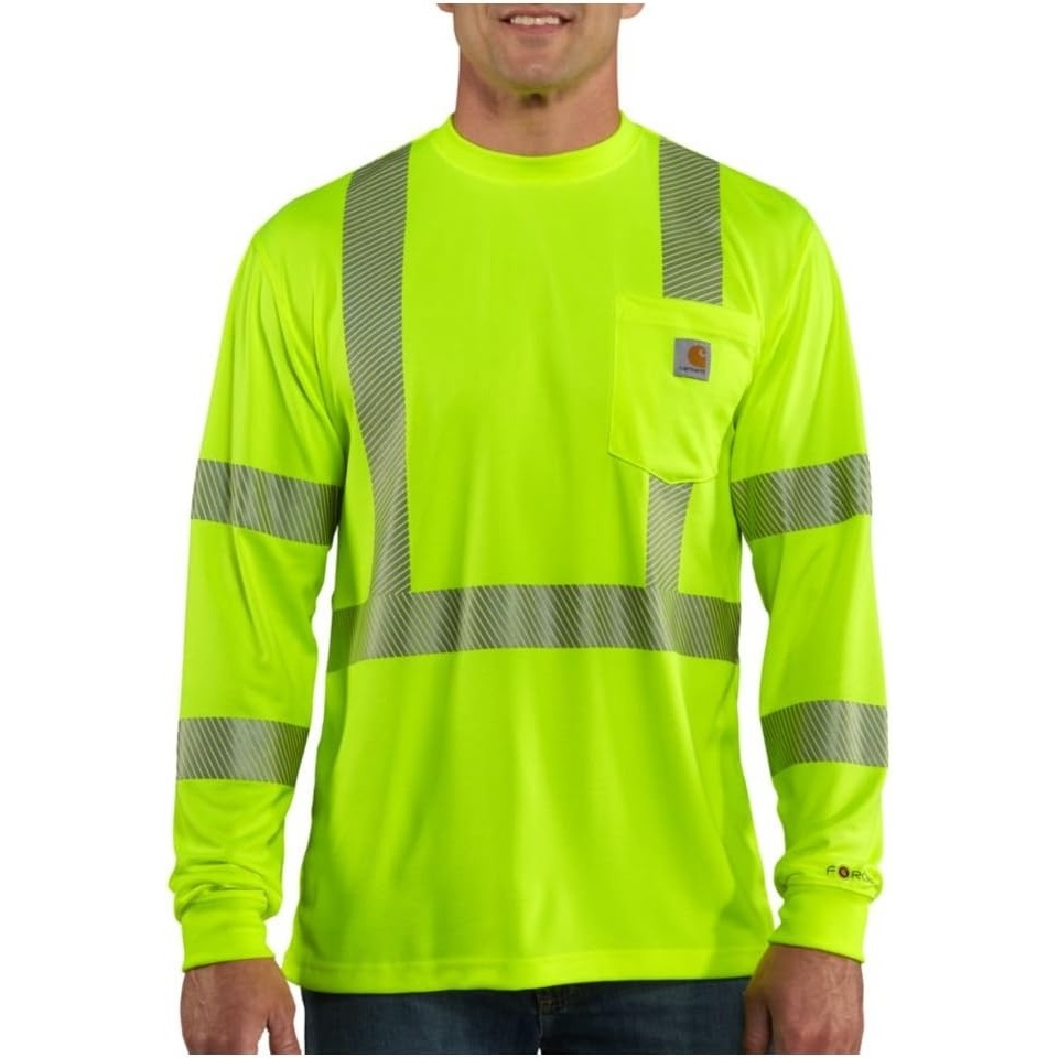 image:imageCarhartt Mens HV Force Relaxed LS Class 3 TShirtBrite Lime