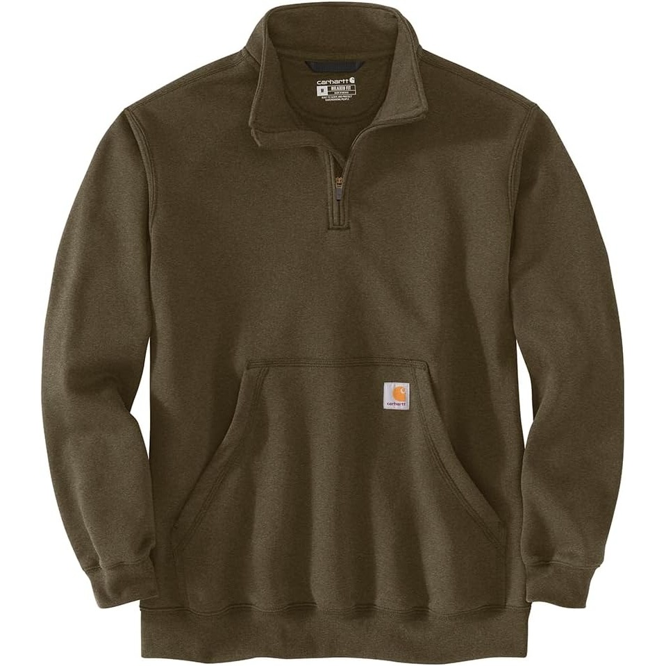 image:imageCarhartt Mens Marquette 14Zip MockNeck SweatshirtBurnished Logs Heather