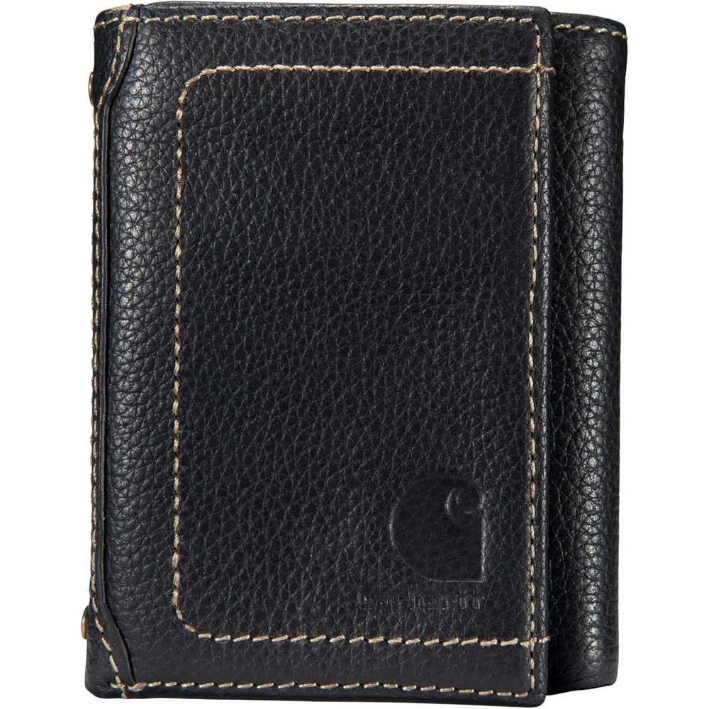 image:imageCarhartt Mens Pebble Leather Full Grain Leather Wallets Durable Design Multiple Card Slots Gifts for MenBlack Trifold