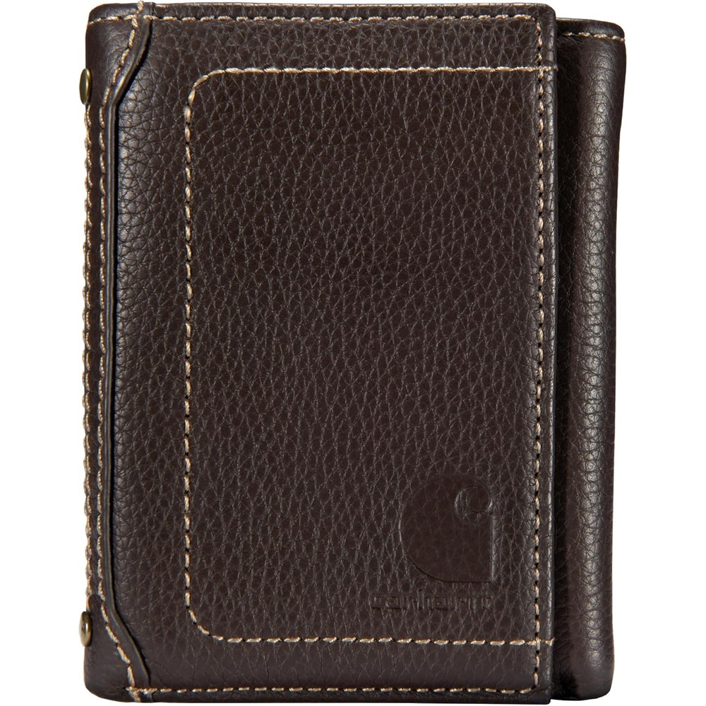 image:imageCarhartt Mens Pebble Leather Full Grain Leather Wallets Durable Design Multiple Card Slots Gifts for MenBrown Trifold