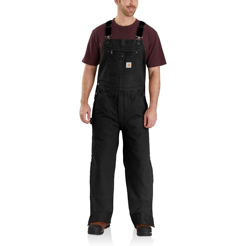 image:imageCarhartt Mens Washed Duck Insulated Bib OverallBlack