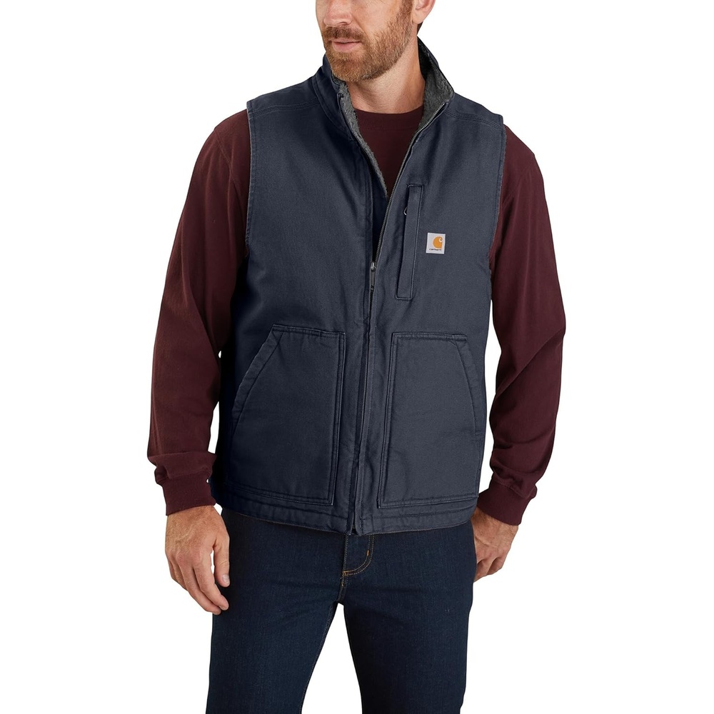 image:imageCarhartt Mens Washed Duck MockNeck VestNavy