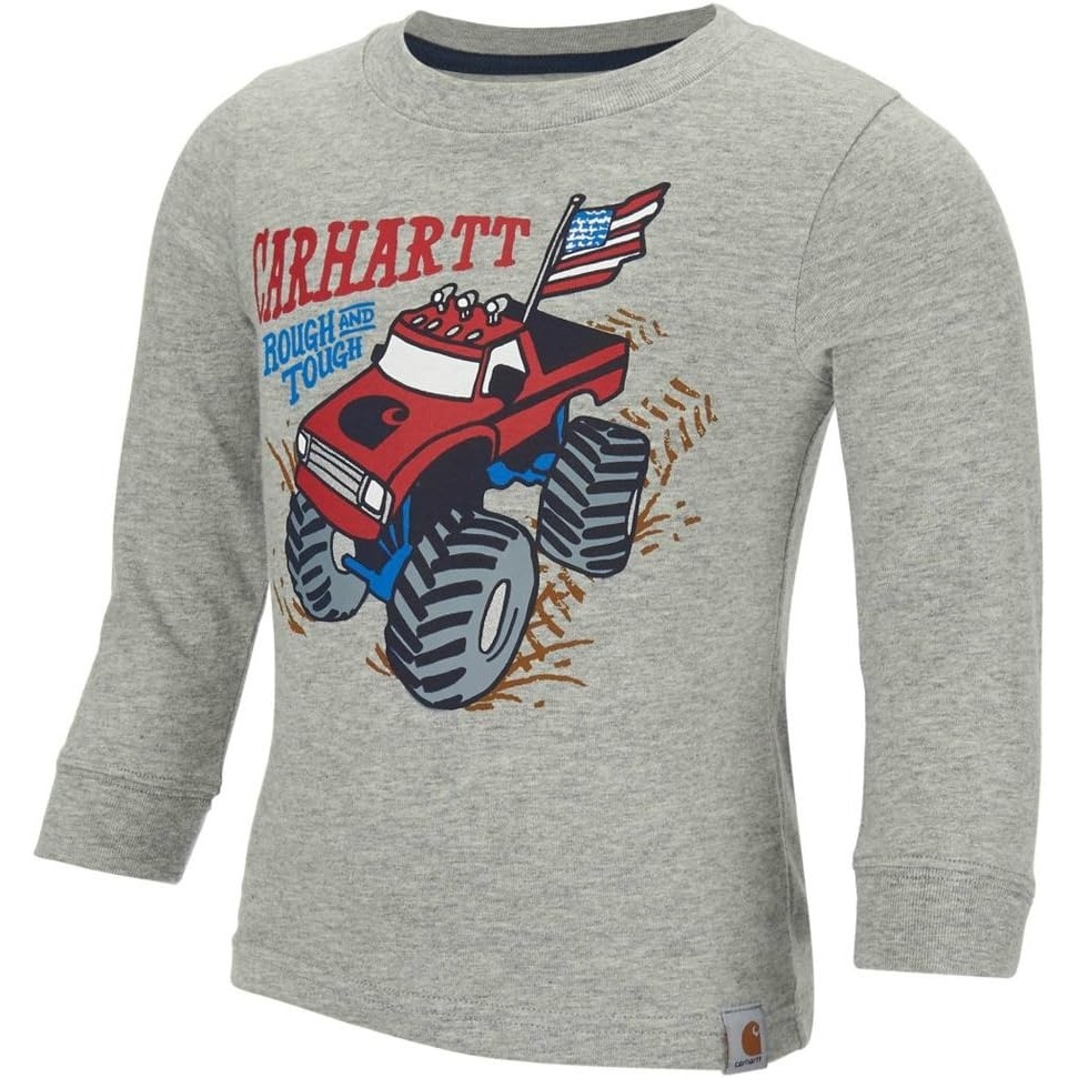 image:imageCarhartt Toddler Boys Long Sleeve Screen TShirtGrey Heather