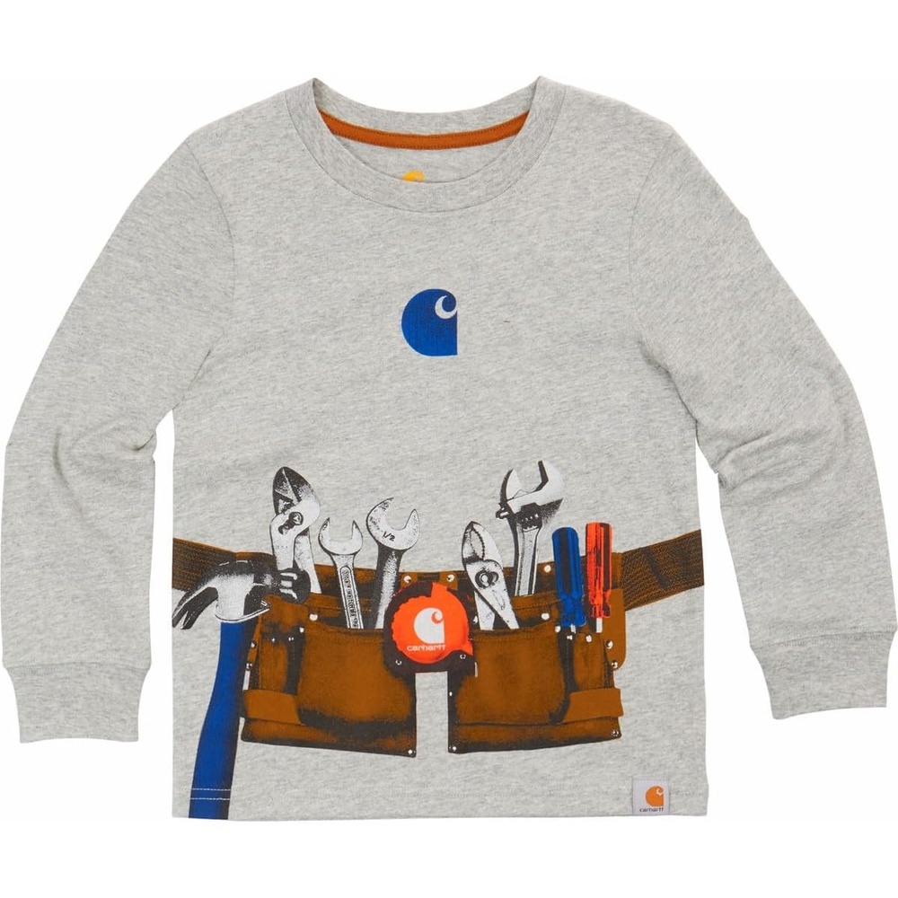 image:imageCarhartt Toddler Boys Long Sleeve Screen TShirtToolbelt Grey Heather